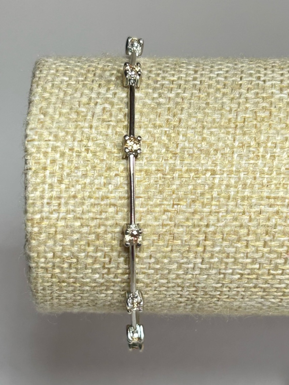 Sterling silver 925 square cut citrine gemstones bar linked tennis bracelet 7”